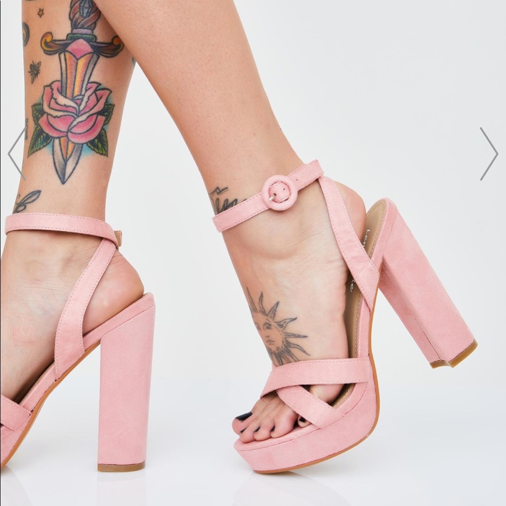 Dolls Kill pink sandal heels
